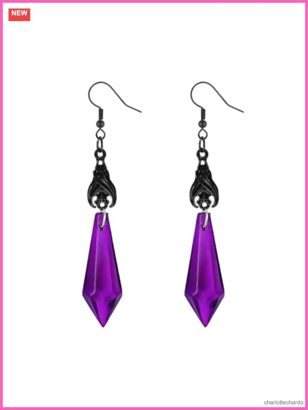 Gothic Bat Dangle Drop Earrings Copper Crystal Punk Rock Halloween Jewelry